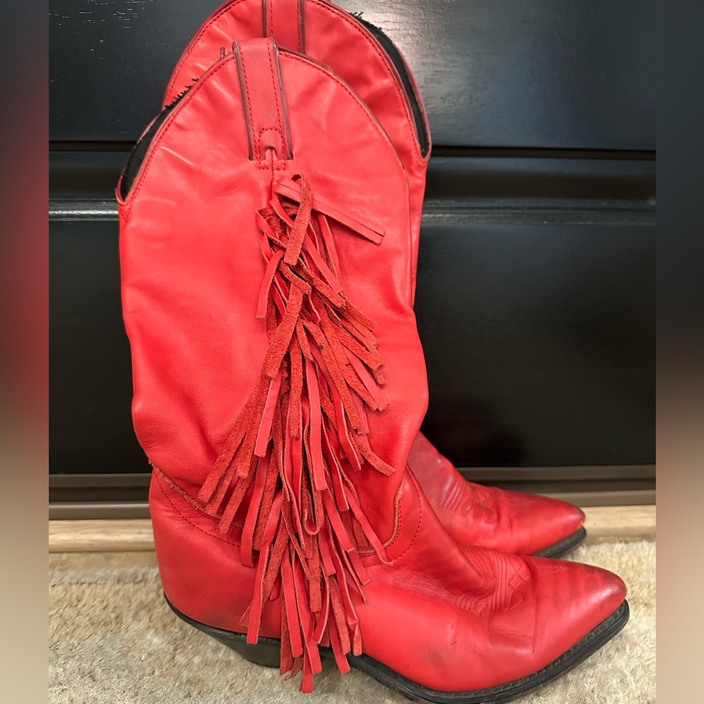 Red fringe cowboy boots sz 6.5